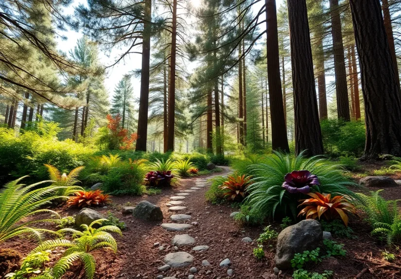 landscaping under pine trees
